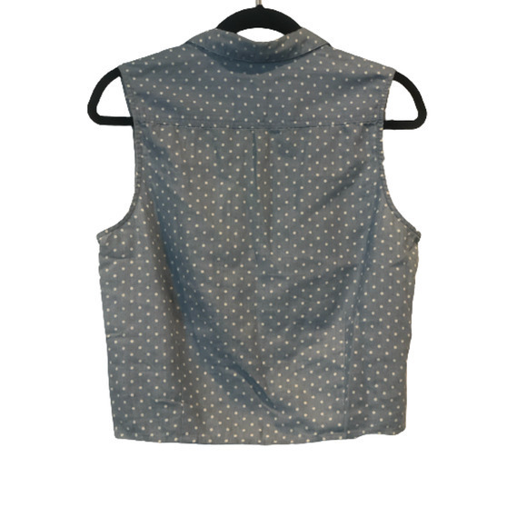 NWOT L'Atiste by Amy Blue White Polka Dot Sleeveless Collared Tie Knot Tank - Picture 2 of 8